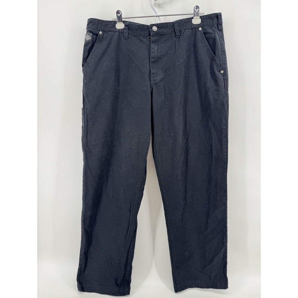 Harley Davidson Pants Mens 38x32 Black Chino Straight Cargo Pocket